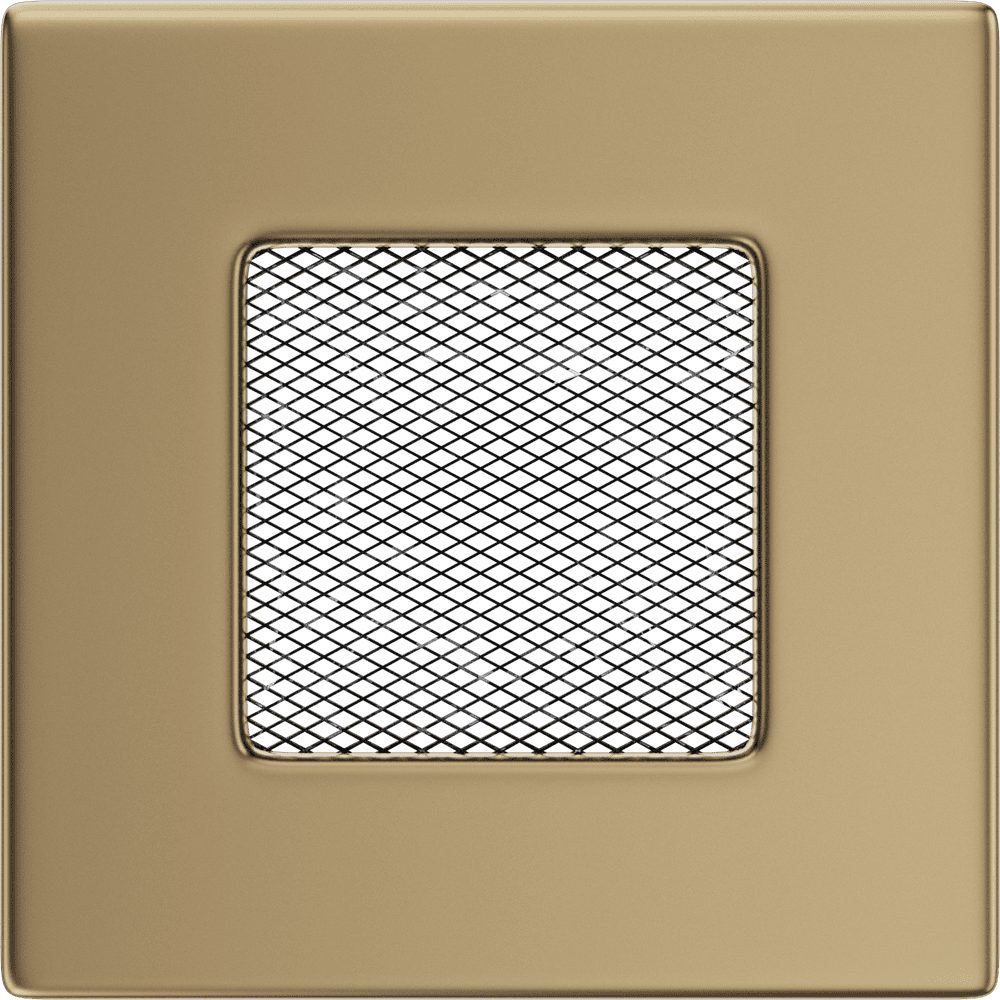 Kratki ventilatierooster in verzinkt goud, decoratief wandrooster voor warme lucht