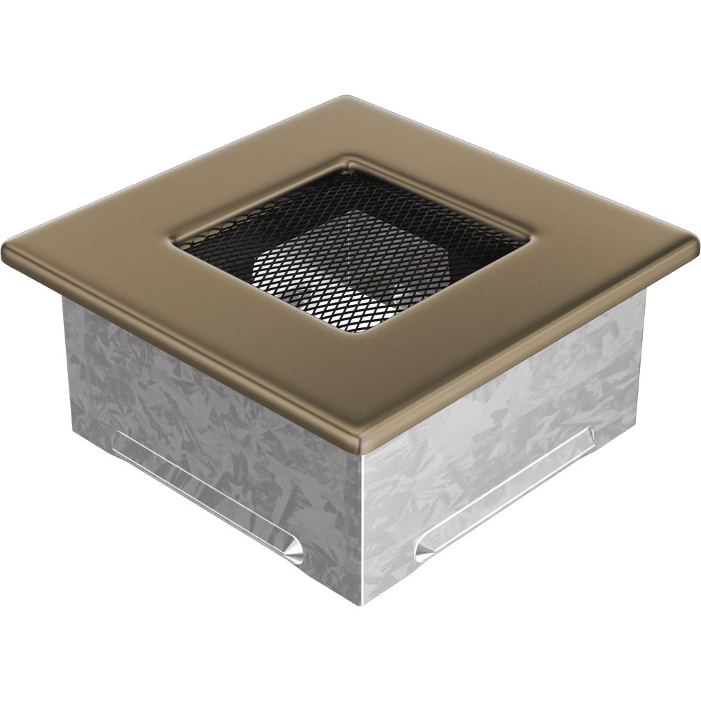 Kratki ventilatierooster in verzinkt goud, decoratief wandrooster voor warme lucht