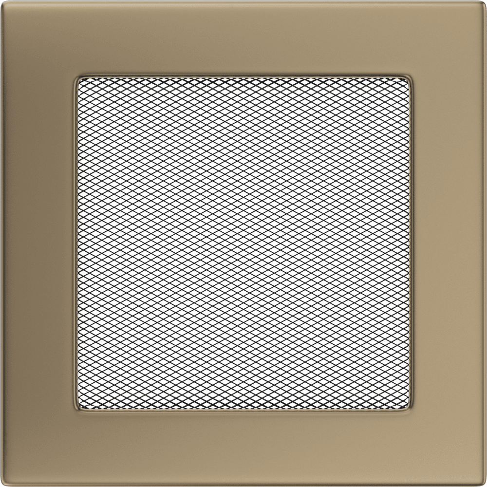 Kratki ventilatierooster in verzinkt goud, decoratief wandrooster voor warme lucht