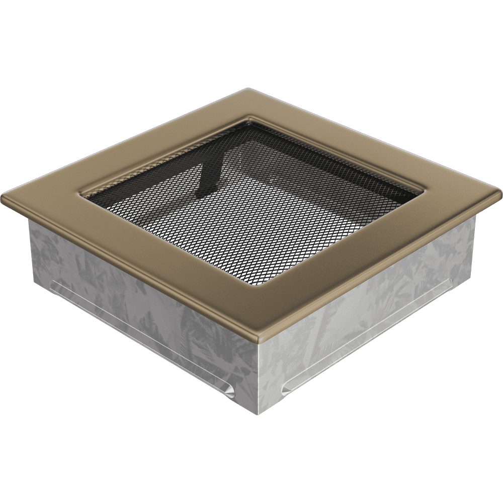 Kratki ventilatierooster in verzinkt goud, decoratief wandrooster voor warme lucht