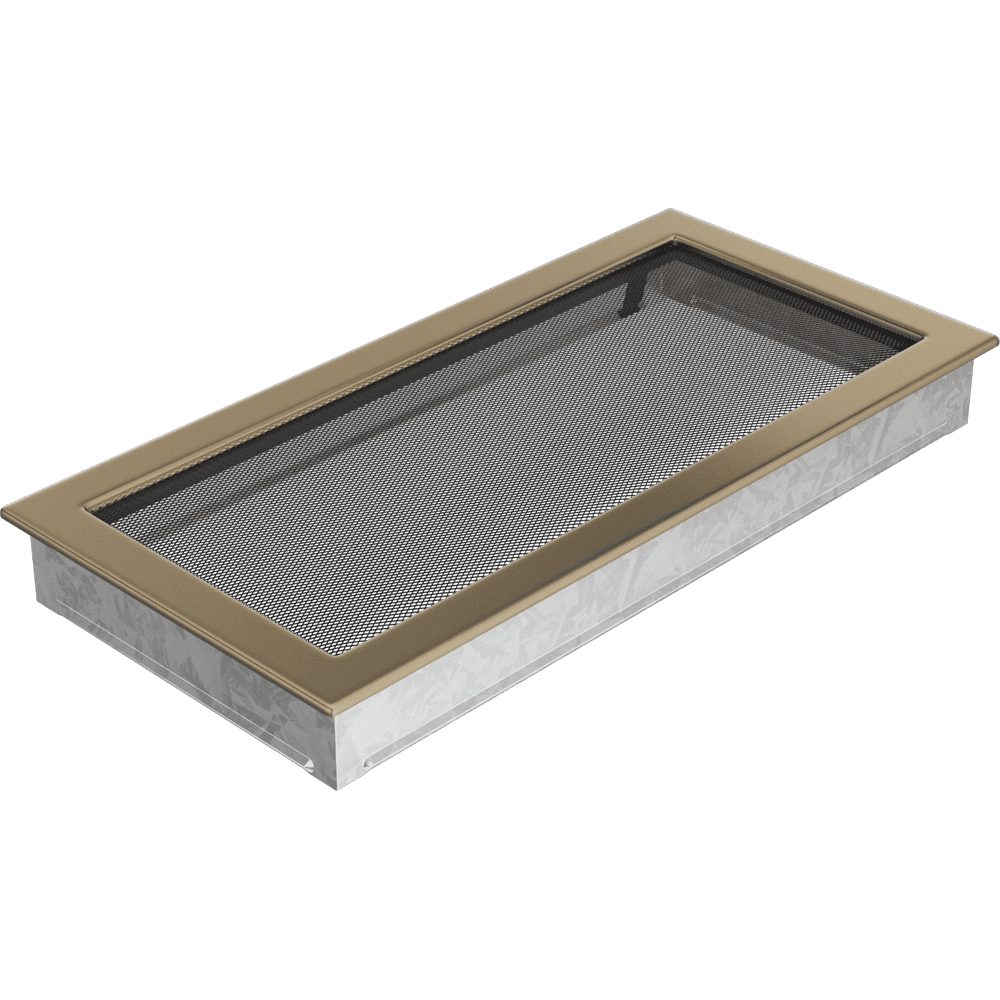 Kratki ventilatierooster in verzinkt goud, decoratief wandrooster voor warme lucht