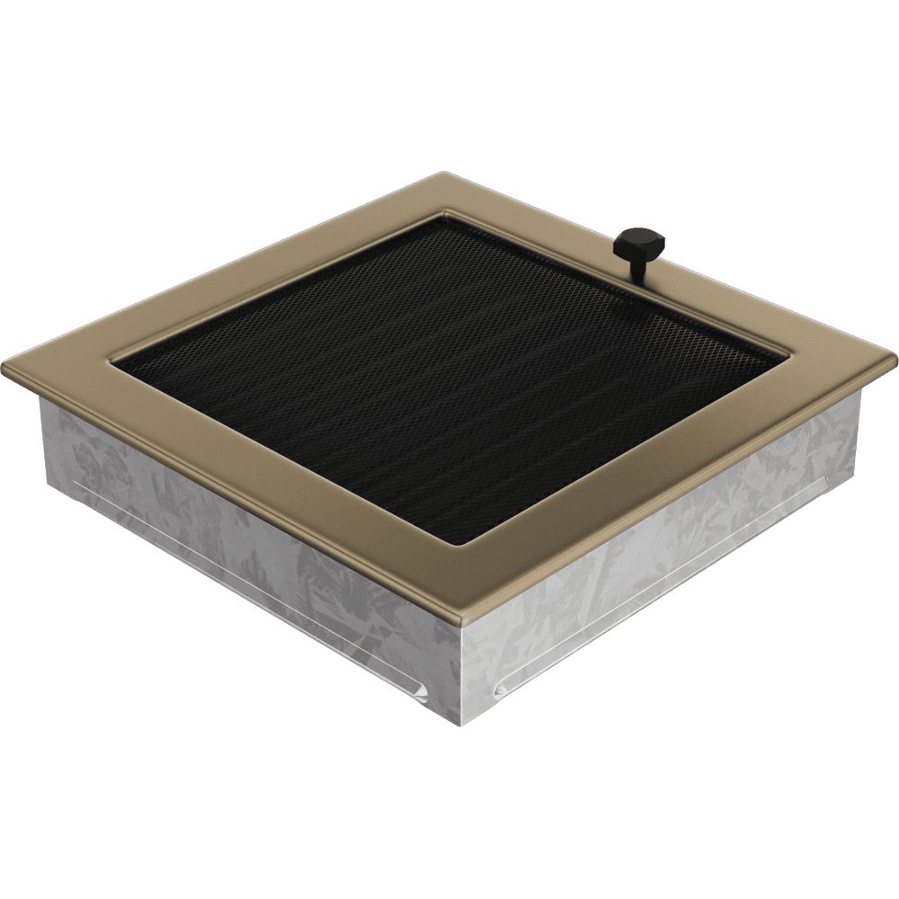 Kratki ventilatierooster in verzinkt goud, decoratief wandrooster voor warme lucht