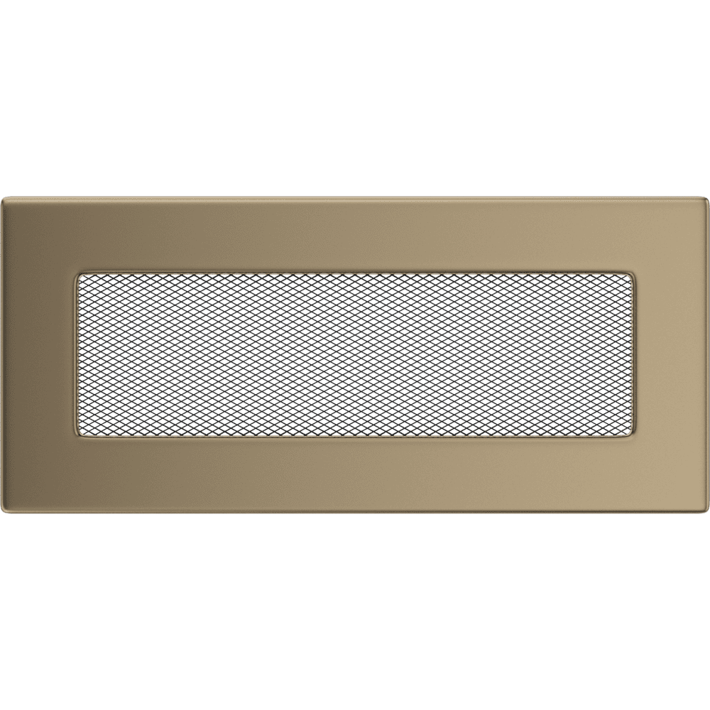 Kratki ventilatierooster in verzinkt goud, decoratief wandrooster voor warme lucht
