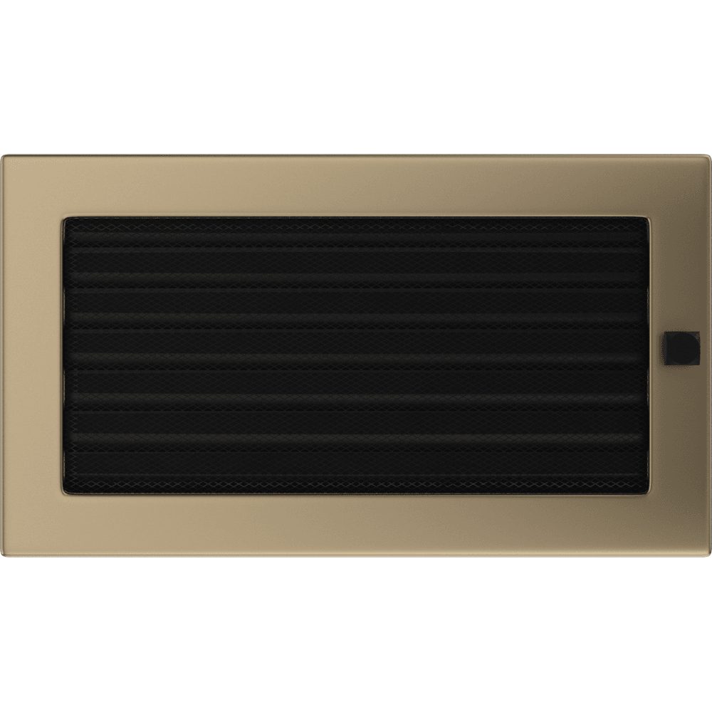 Kratki ventilatierooster in verzinkt goud, decoratief wandrooster voor warme lucht