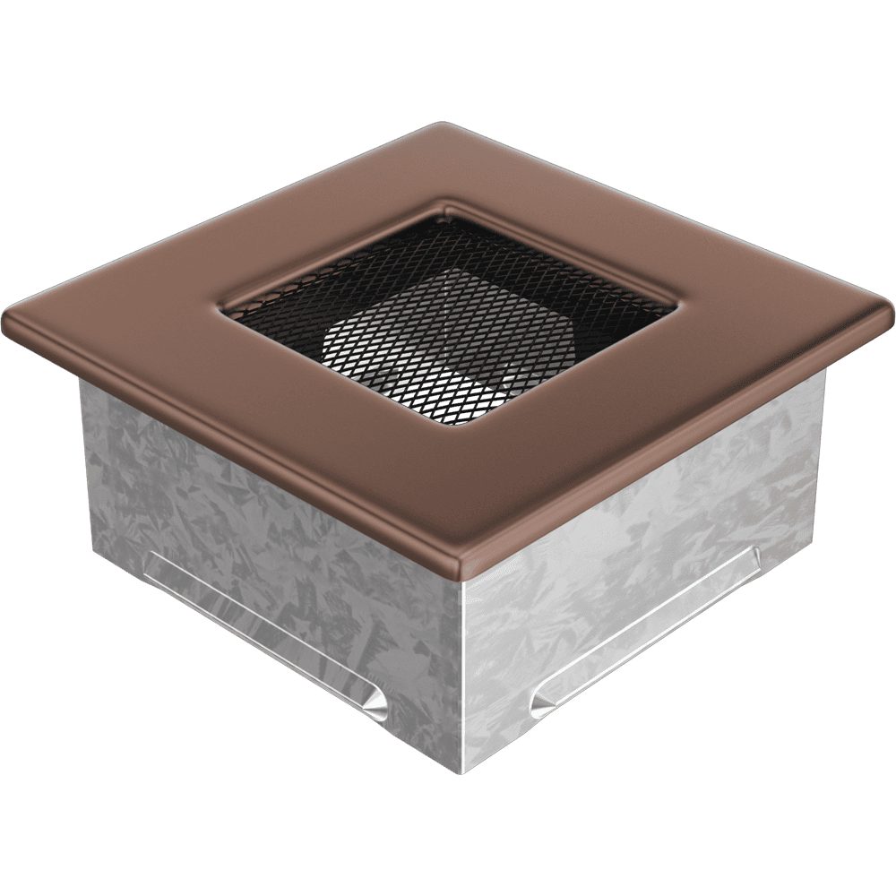 Kratki ventilatierooster in verzinkt koper, decoratief wandrooster voor warme lucht