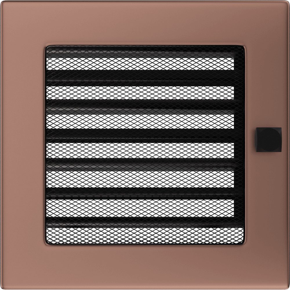 Kratki ventilatierooster in verzinkt koper, decoratief wandrooster voor warme lucht