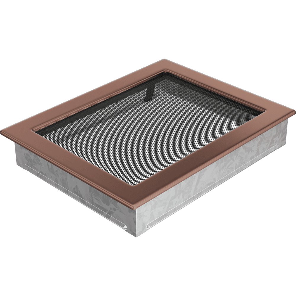 Kratki ventilatierooster in verzinkt koper, decoratief wandrooster voor warme lucht