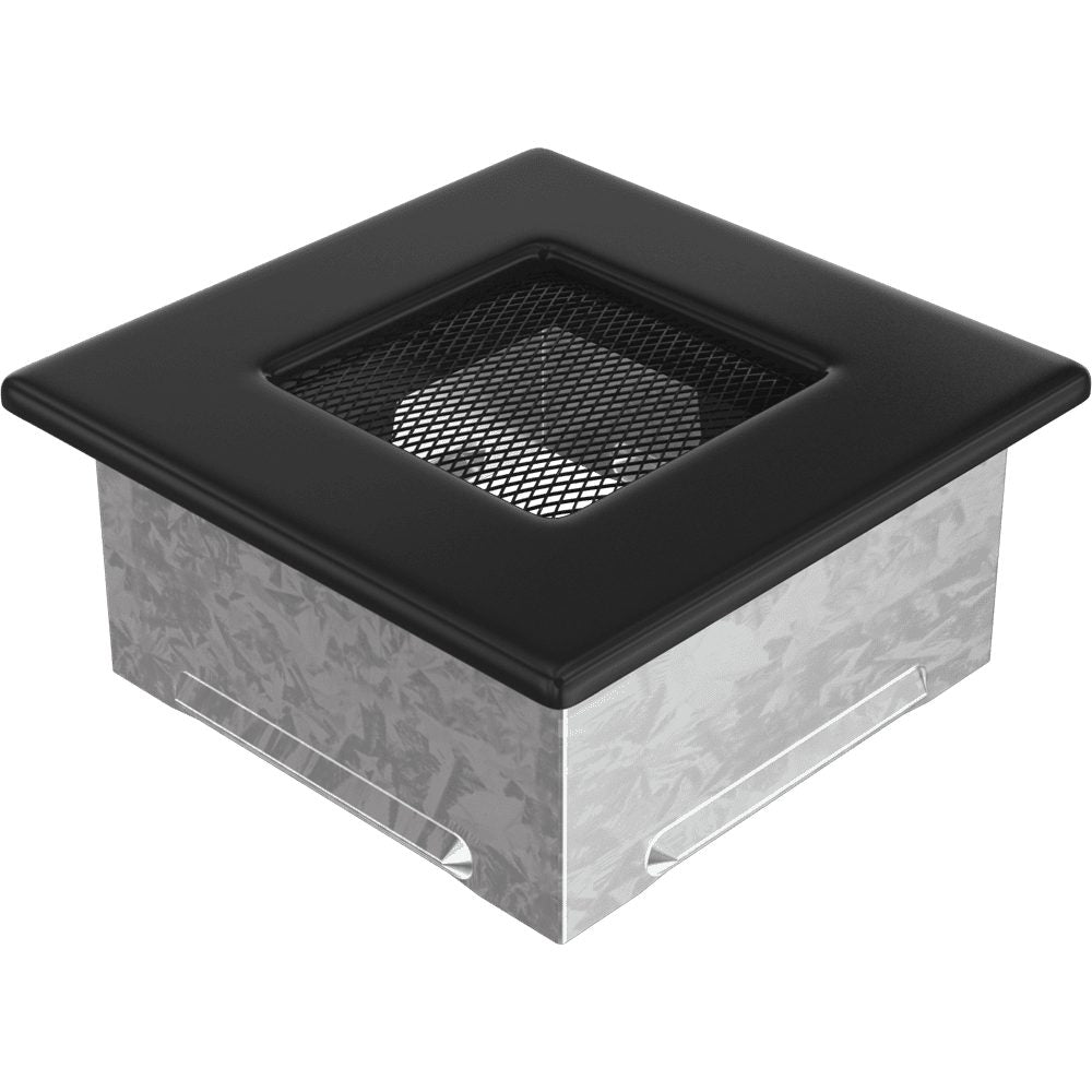 Kratki ventilatierooster in zwart, decoratief wandrooster voor warme lucht