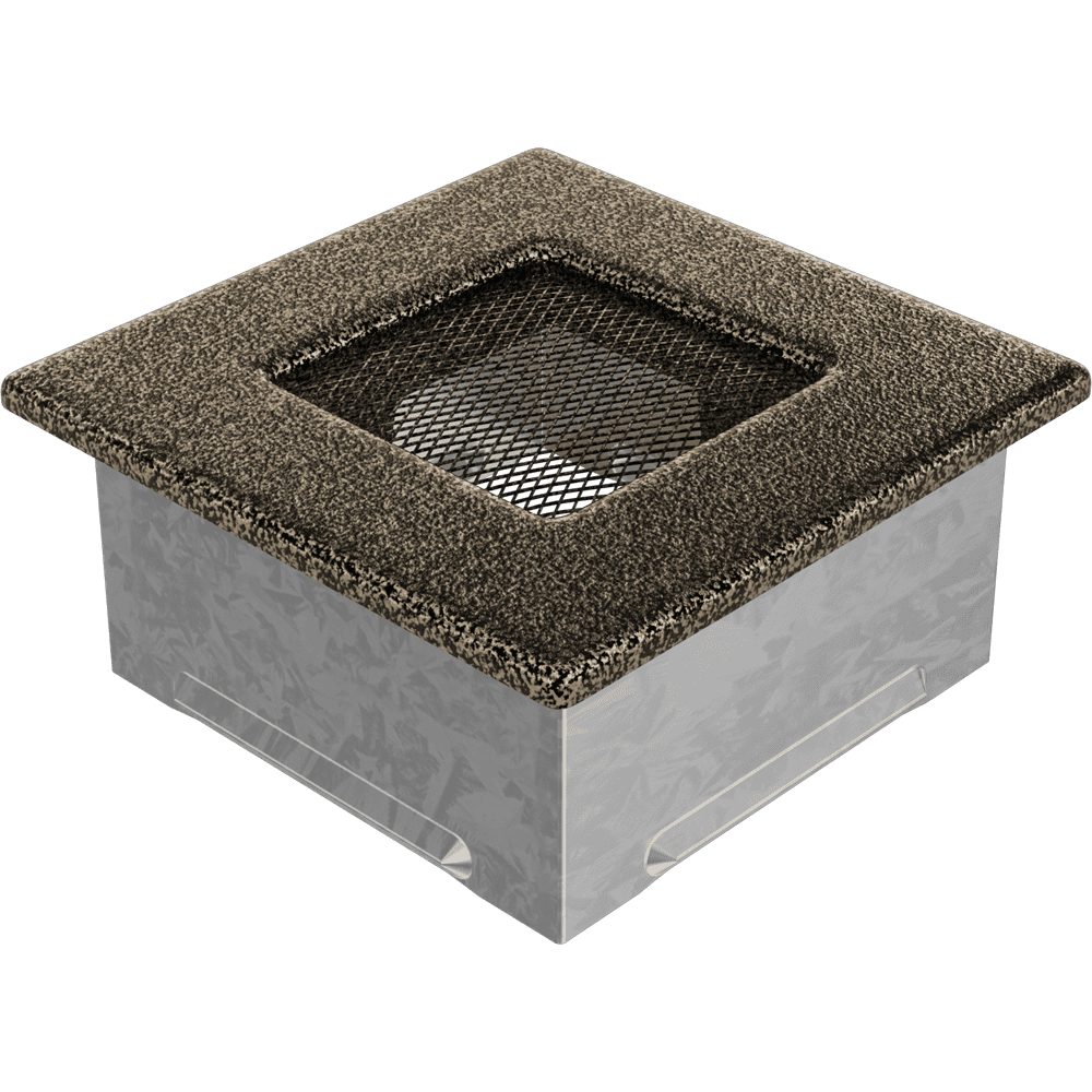 Kratki ventilatierooster in zwart-goud, decoratief wandrooster voor warme lucht