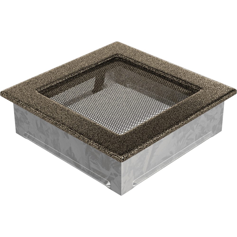 Kratki ventilatierooster in zwart-goud, decoratief wandrooster voor warme lucht