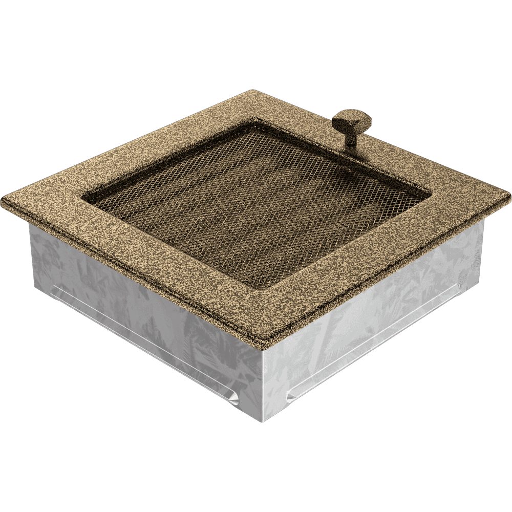 Kratki ventilatierooster in zwart-goud, decoratief wandrooster voor warme lucht