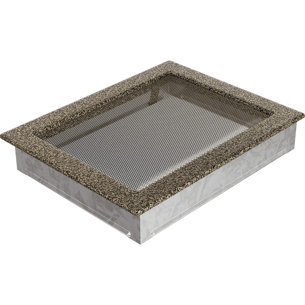 Kratki ventilatierooster in zwart-goud, decoratief wandrooster voor warme lucht