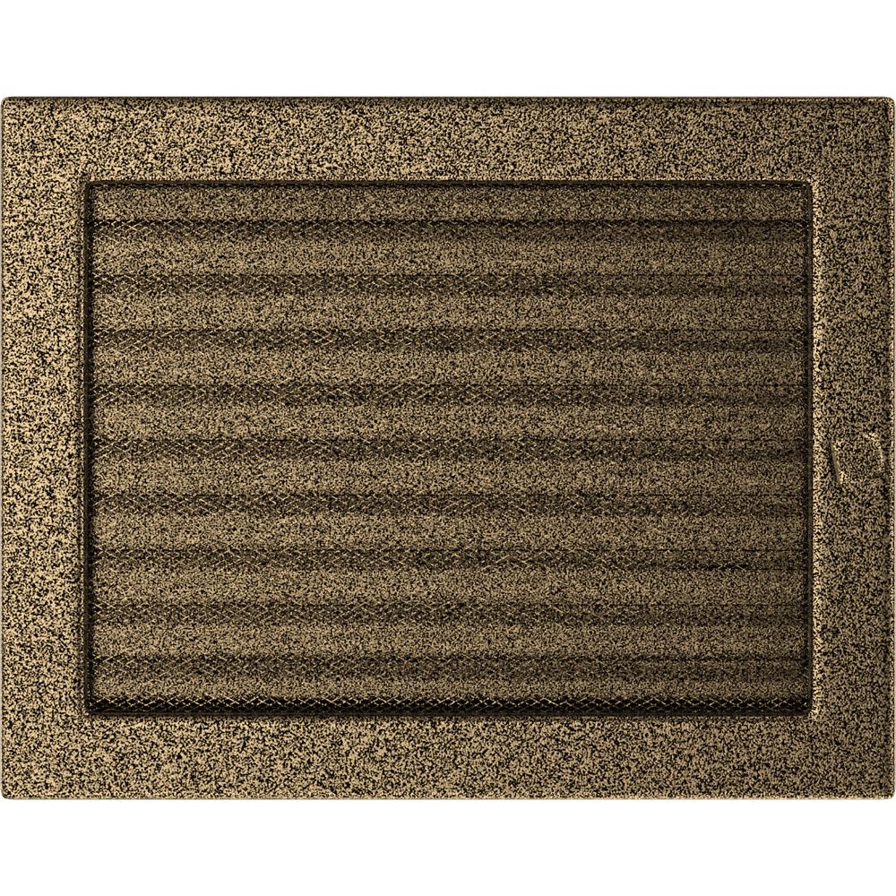 Kratki ventilatierooster in zwart-goud, decoratief wandrooster voor warme lucht