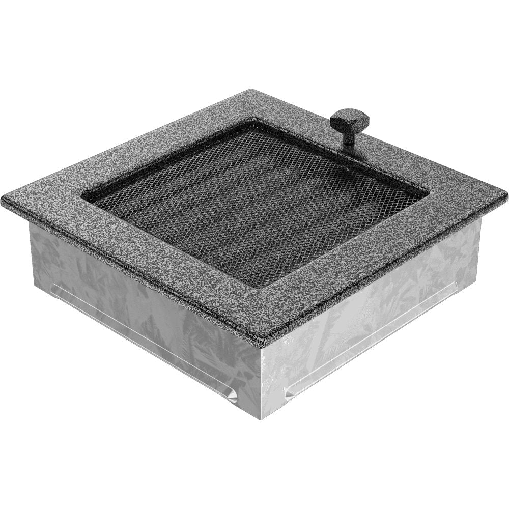 Kratki ventilatierooster in zwart-zilver, decoratief wandrooster voor warme lucht
