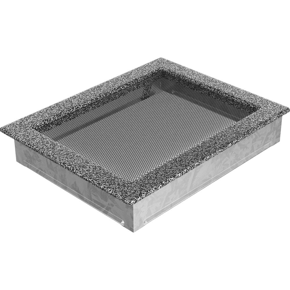 Kratki ventilatierooster in zwart-zilver, decoratief wandrooster voor warme lucht