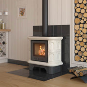 Kratki WK440 KAFEL inbouwhaard hout met brandend vuur