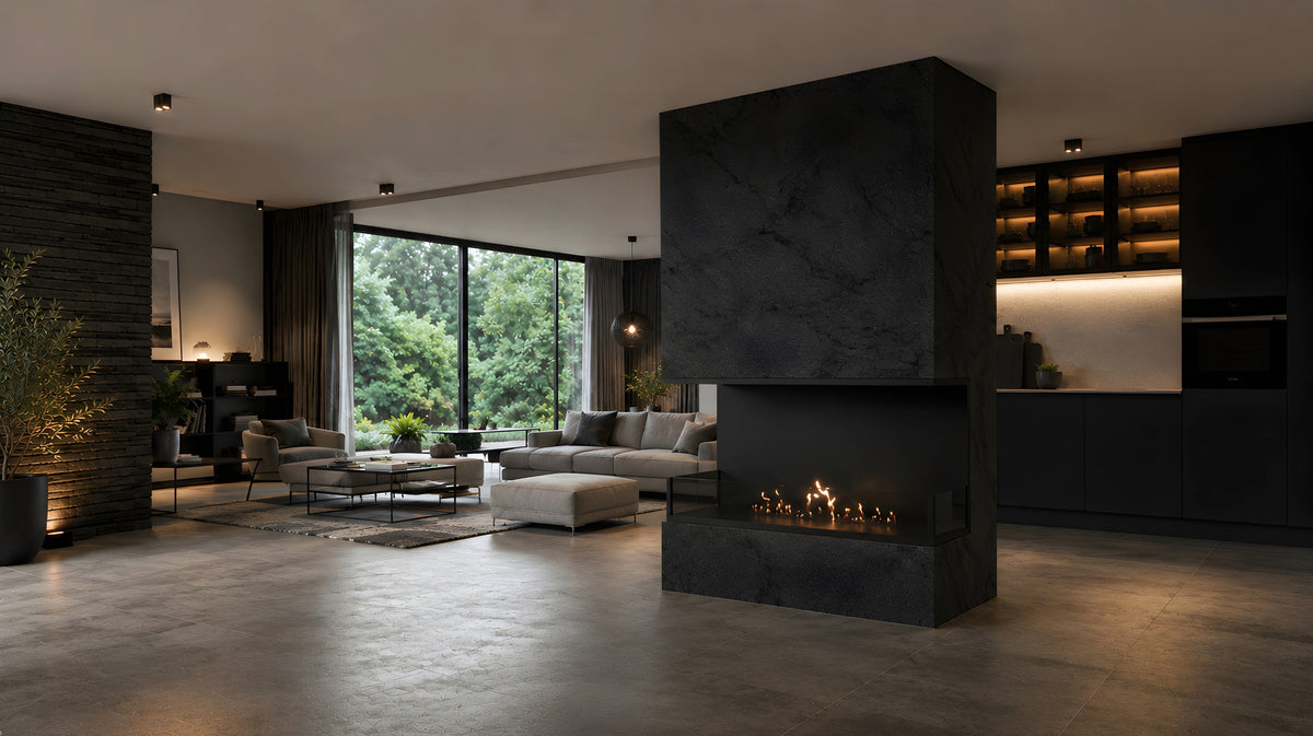Wild Flame Made driezijdige bio-ethanol inbouwhaard 110 cm – detailfoto