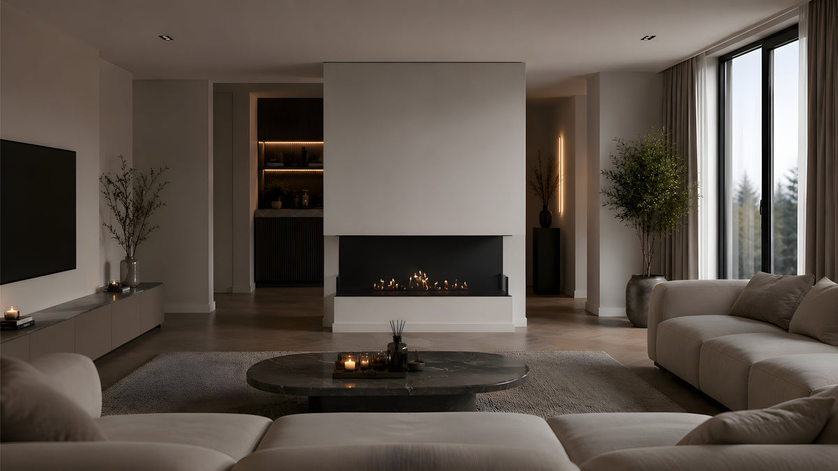 Wild Flame Made driezijdige bio-ethanol inbouwhaard 130 cm – detailfoto
