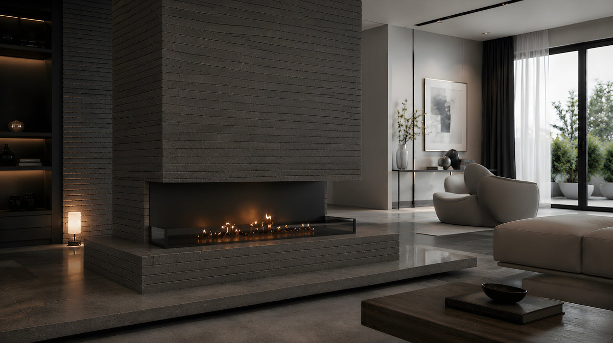 Wild Flame Made driezijdige bio-ethanol inbouwhaard 160 cm – detailfoto