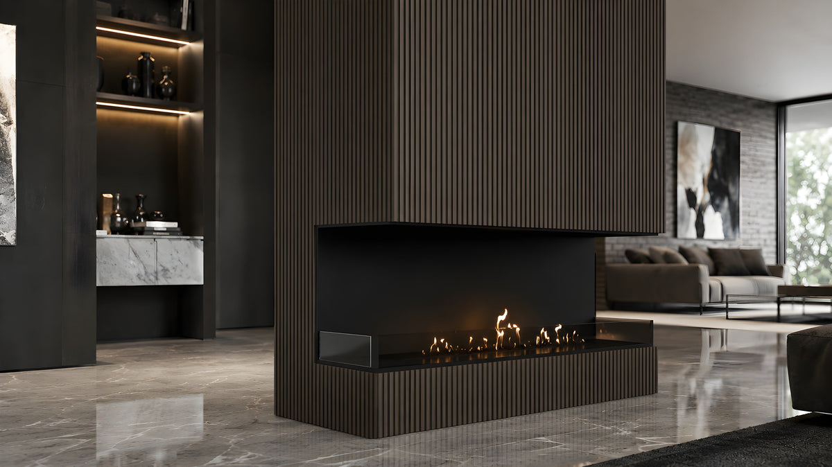 Wild Flame Made driezijdige bio-ethanol inbouwhaard 180 cm – detailfoto