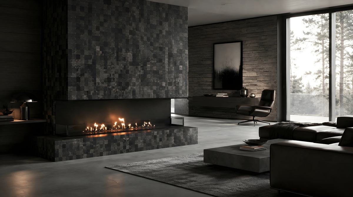 Wild Flame Made driezijdige bio-ethanol inbouwhaard 190 cm – detailfoto