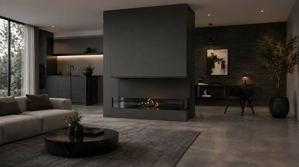 Wild Flame Made driezijdige bio-ethanol inbouwhaard 70 cm – sfeerfoto