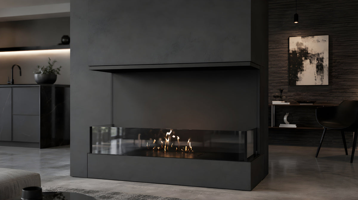 Wild Flame Made driezijdige bio-ethanol inbouwhaard 70 cm – sfeerfoto