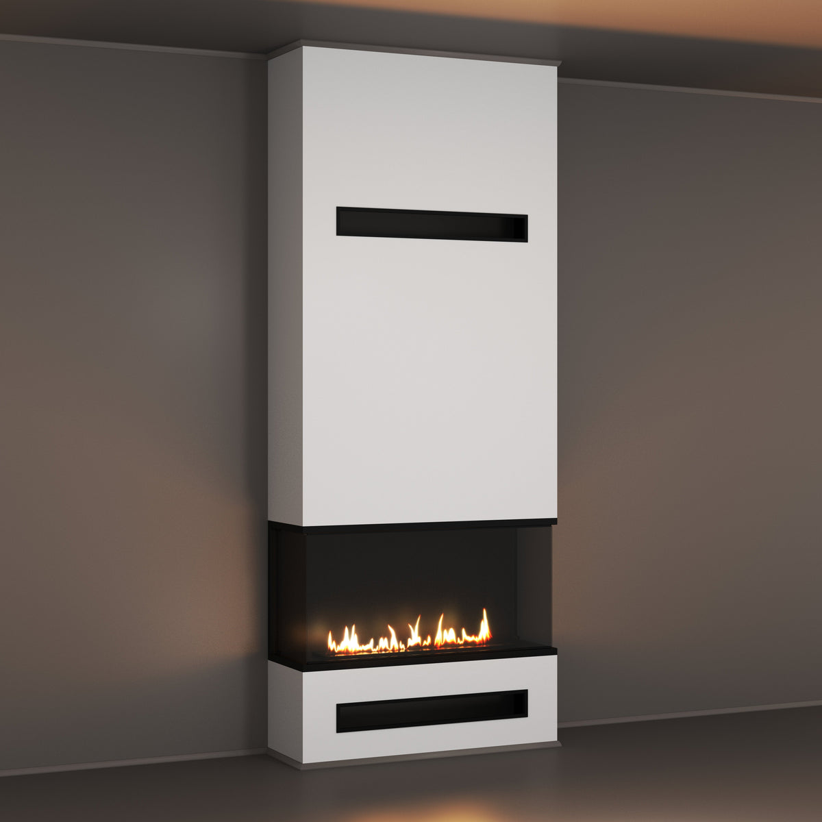 Wild Flame Made driezijdige bio-ethanol inbouwhaard met volle glas 100 cm – sfeerfoto