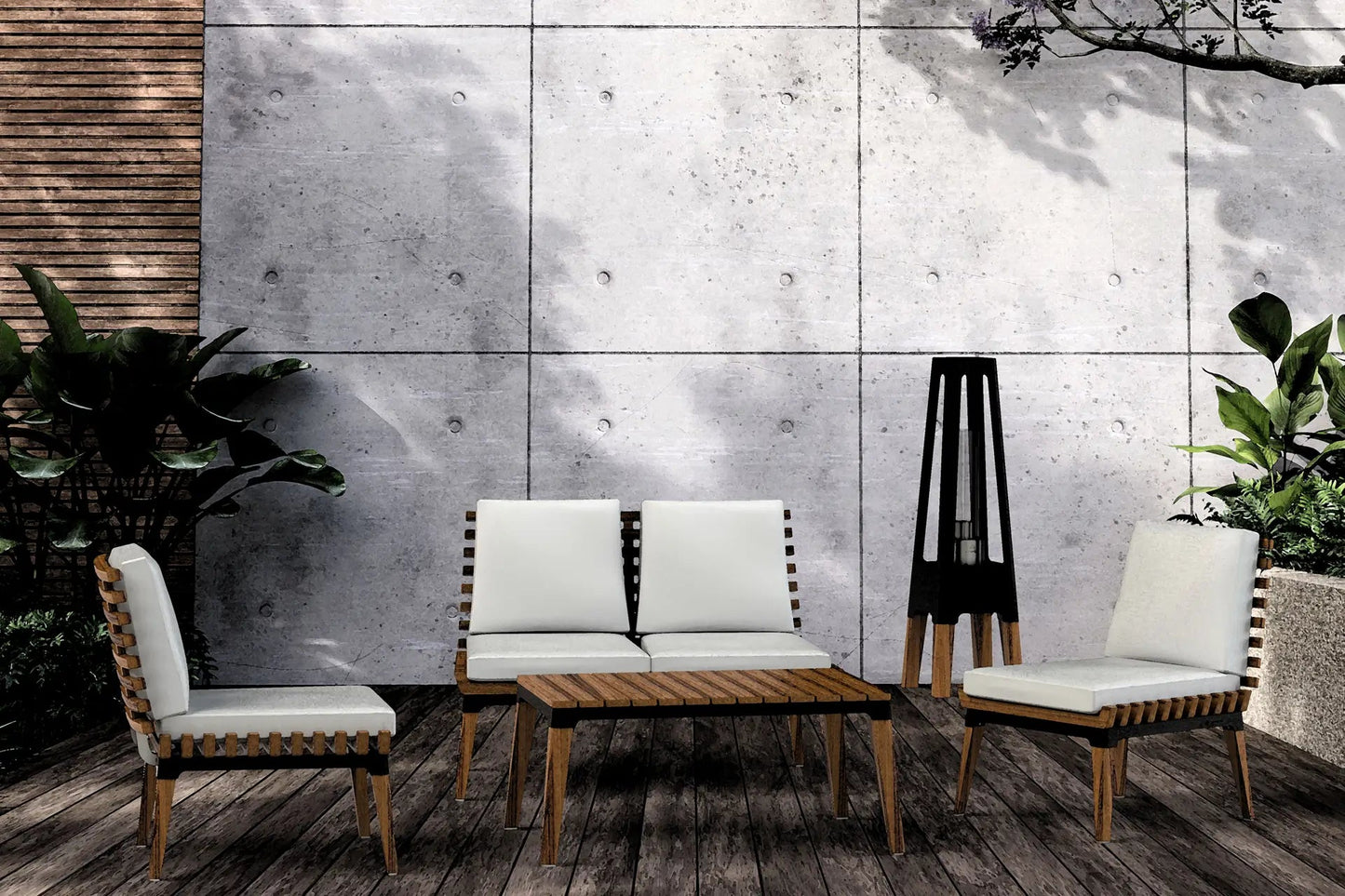 MASURIA NEXO Sofa 2 – Tweezits Tuinbank in Iroko Hout - Chique Buiten Leven - Masuria - Buitenbank