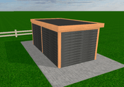 Douglas Overkapping Plat Dak 600×300 met Gesloten Zijwanden en Glazen Schuifpui