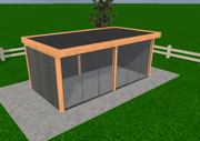 Douglas Overkapping Plat Dak 600×300 met Gesloten Zijwanden en Glazen Schuifpui