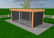 Douglas Overkapping Plat Dak 600×300 met Gesloten Zijwanden en Glazen Schuifpui