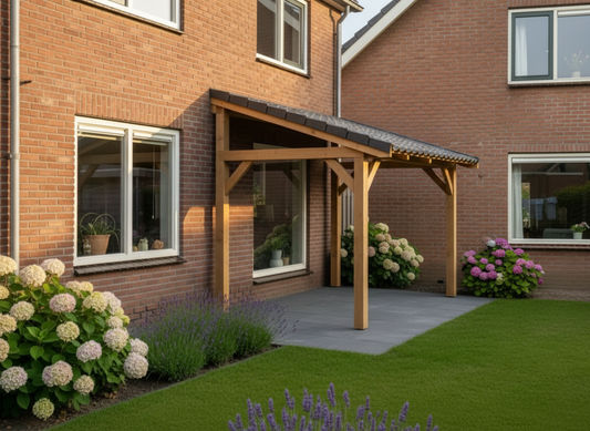 Oblique Roof op Maat 394 x 200 cm – Douglas Houten Buitenverblijf (4 Staanders, Bouwpakket)