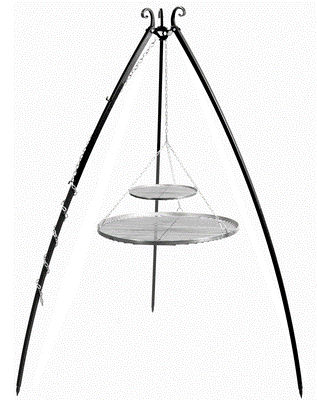 Driepoot barbecue 200 cm met 2 RVS grillroosters 70 cm en 40 cm | CookKing – ofjjjwdjunixwzjo | productfoto