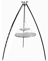 Driepoot barbecue 200 cm met twee RVS grillroosters 80 en 40 cm | CookKing
