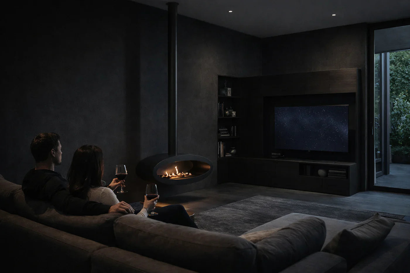 Ova Tube Black plafond doorkijkhaard 100 cm