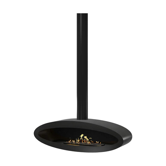 Ova Tube Closed Black Ceiling Fireplace 120 cm