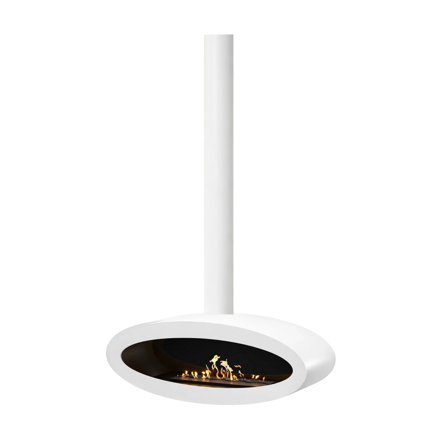 Ova Tube Closed White Ceiling Fireplace 100 cm