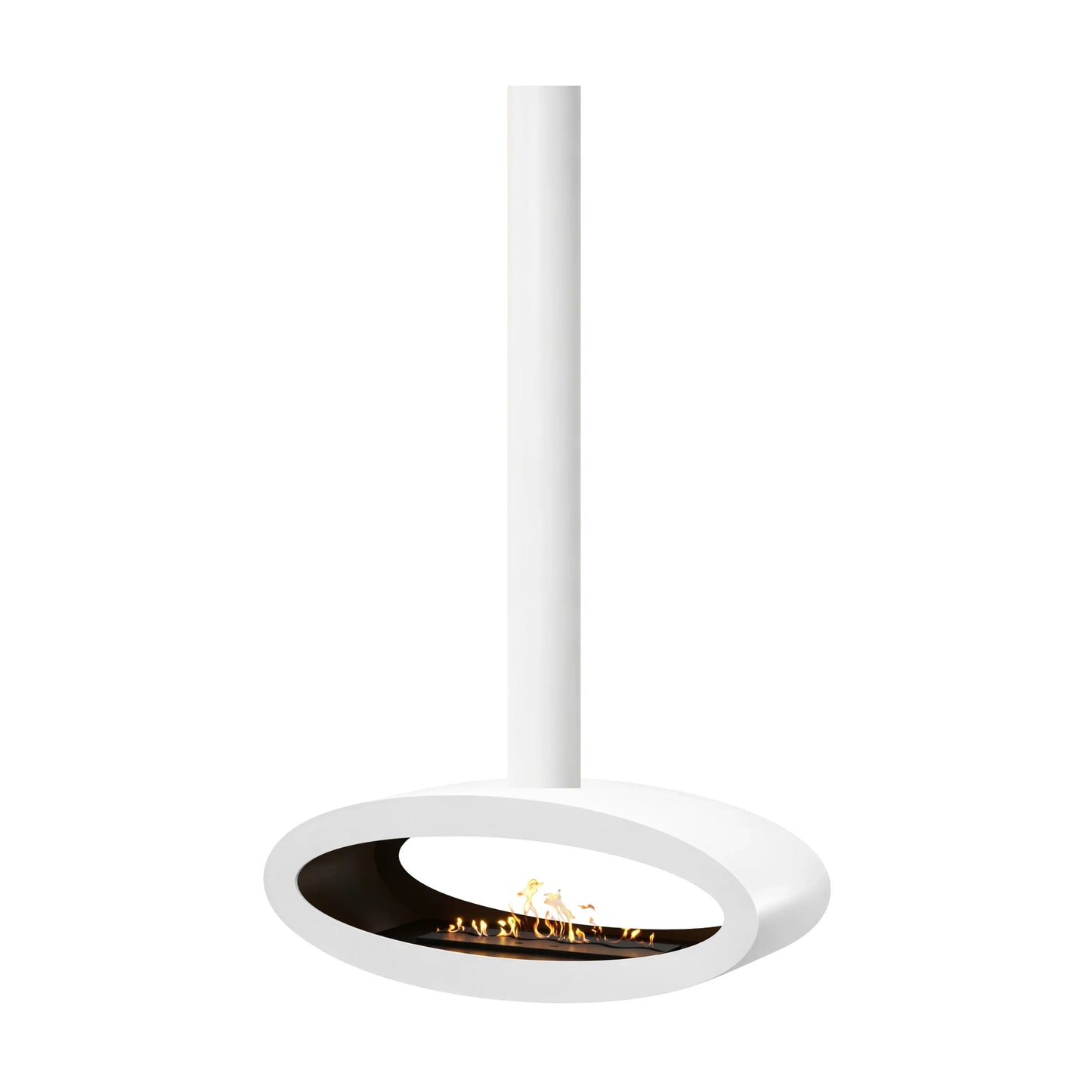 Ova Tube White See-Through Ceiling Fireplace 100 cm