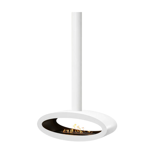 Ova Tube White See-Through Ceiling Fireplace 100 cm