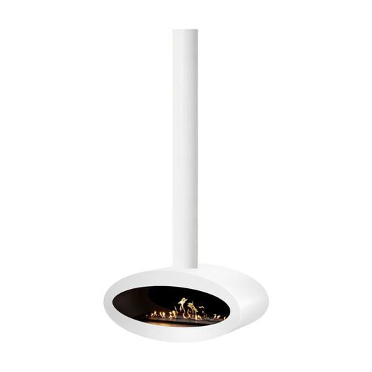 Ova Tube Closed White Ceiling Fireplace 80 cm