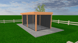 Douglas Houten Overkapping Plat Dak Sublime 600×300 — Compleet met Glazen Schuifwanden & LED