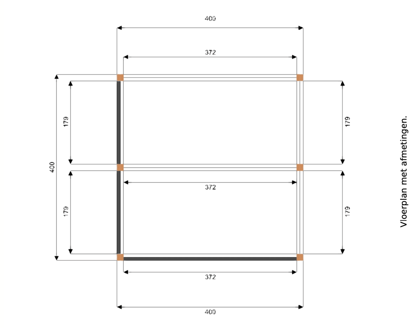 Douglas Houten Overkapping 400x400 cm met Plat Dak – 400x400cm buitenleven illustratie