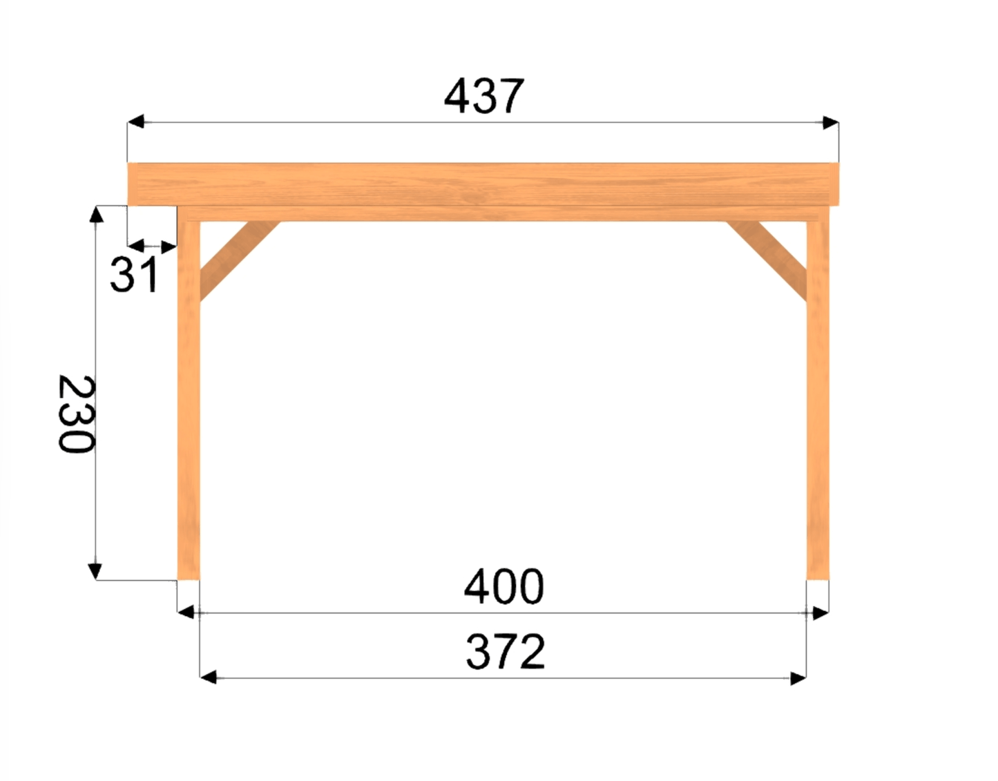 Douglas Houten Overkapping 400x400 cm met Plat Dak – 400x400cm buitenleven illustratie