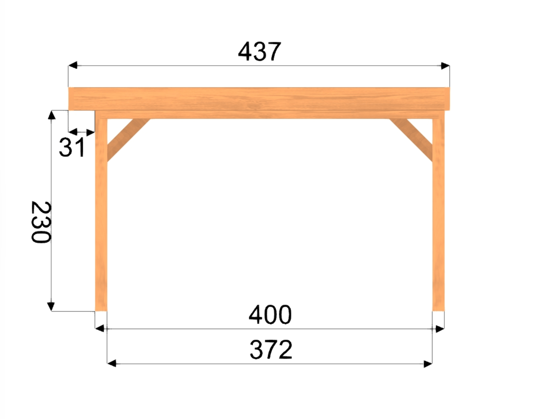 Douglas Houten Overkapping 400x400 cm met Plat Dak – 400x400cm buitenleven illustratie