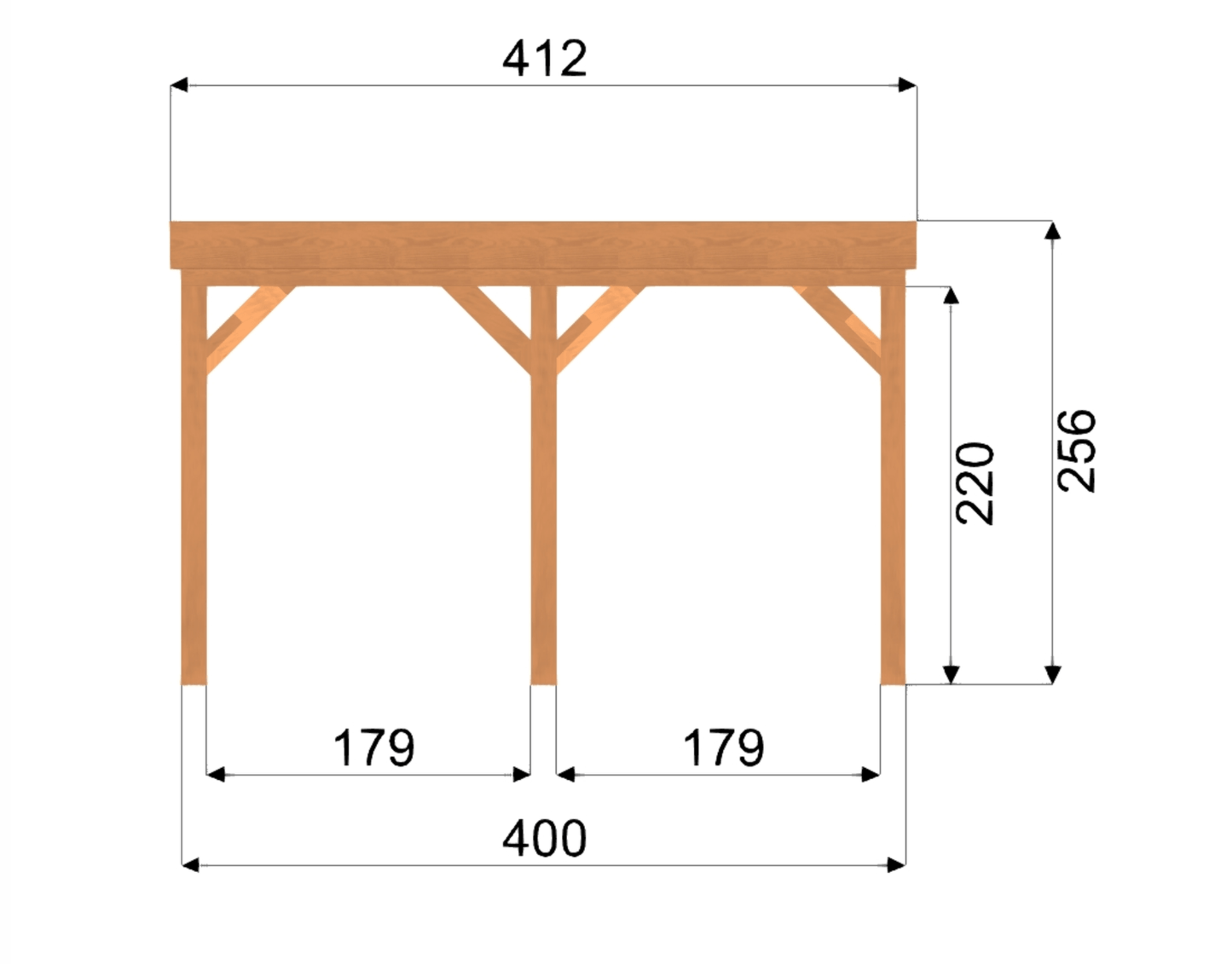Douglas Houten Overkapping 400x400 cm met Plat Dak – 400x400cm buitenleven illustratie4