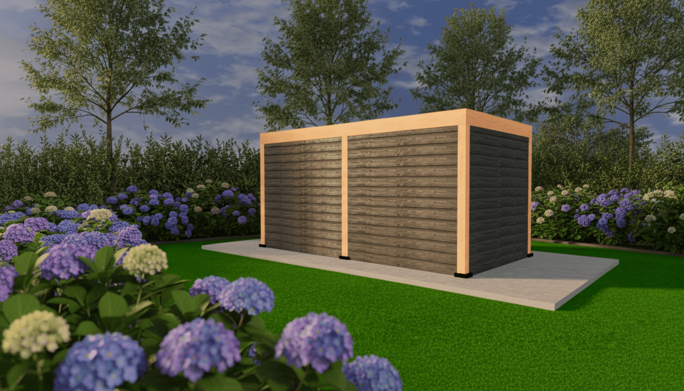 Douglas Overkapping 480x250 | Tuinkamer met Glaswanden - YARD Outdoor – glazen schuifwanded | sfeerfoto