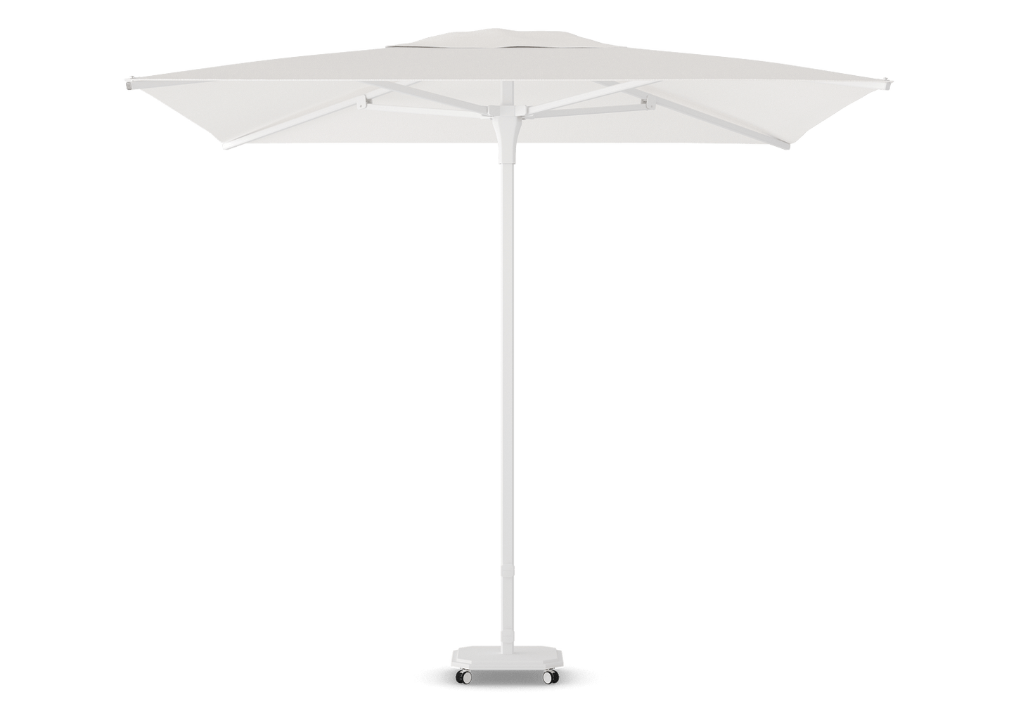 Parasol Jardinico JCP.102 in A01 White frame, C003 Pearl doek en S01 White basis, verkrijgbaar bij Chique Buiten Leven.