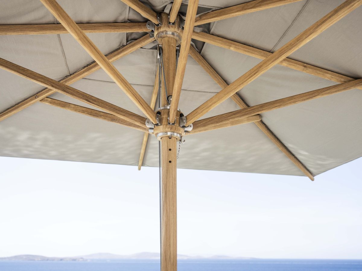 Jardinico Parasol MOOREA – Teak Middenmast met Weerbestendig Doek
