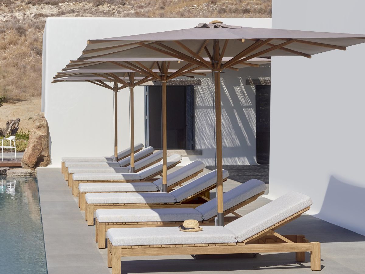 Jardinico Parasol MOOREA – Teak Middenmast met Weerbestendig Doek